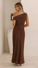 Gigi Maxi Dress - Chocolate/Nude Spot