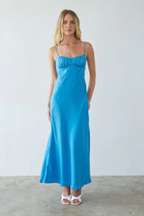 Andie Open Back Satin Maxi Dress