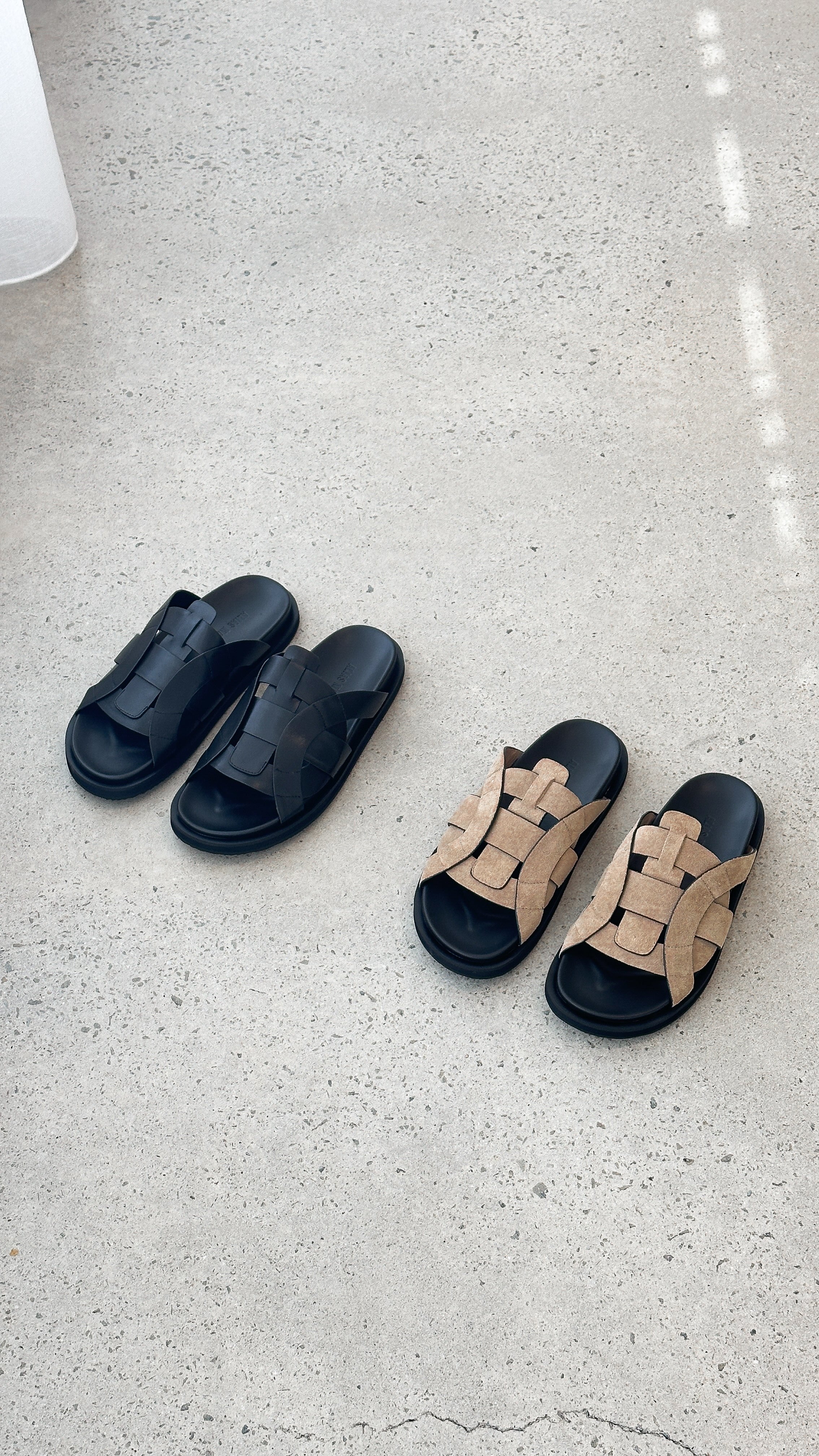 Pasquale Slides - Natural Suede