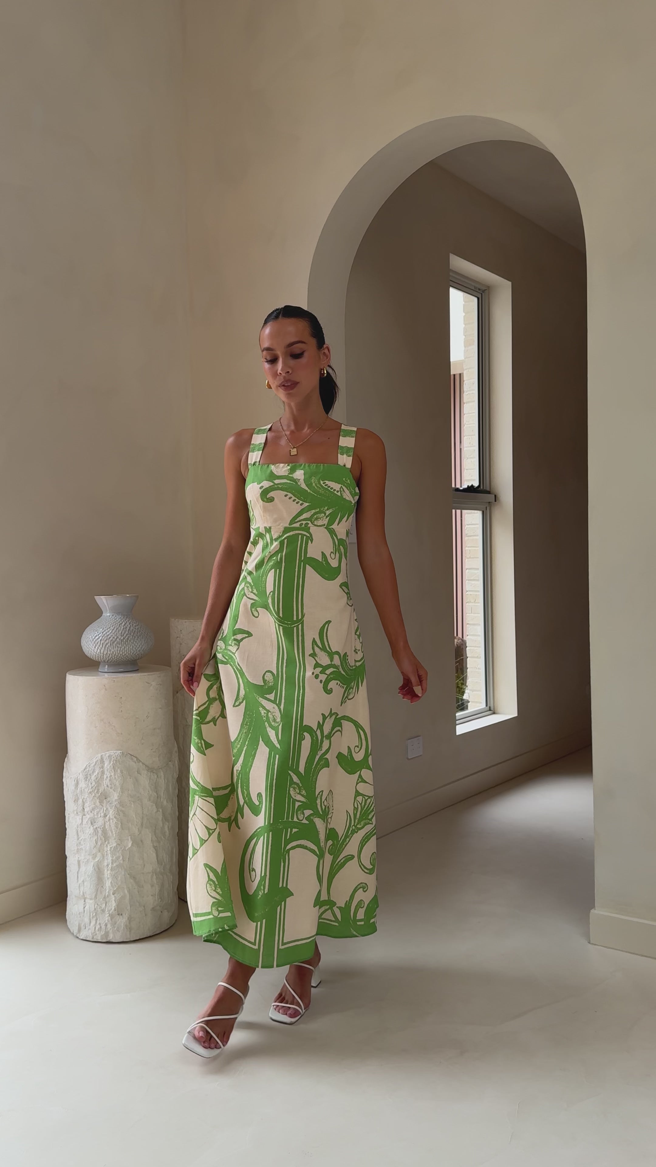 Mandy Maxi Dress - Sage / Cream