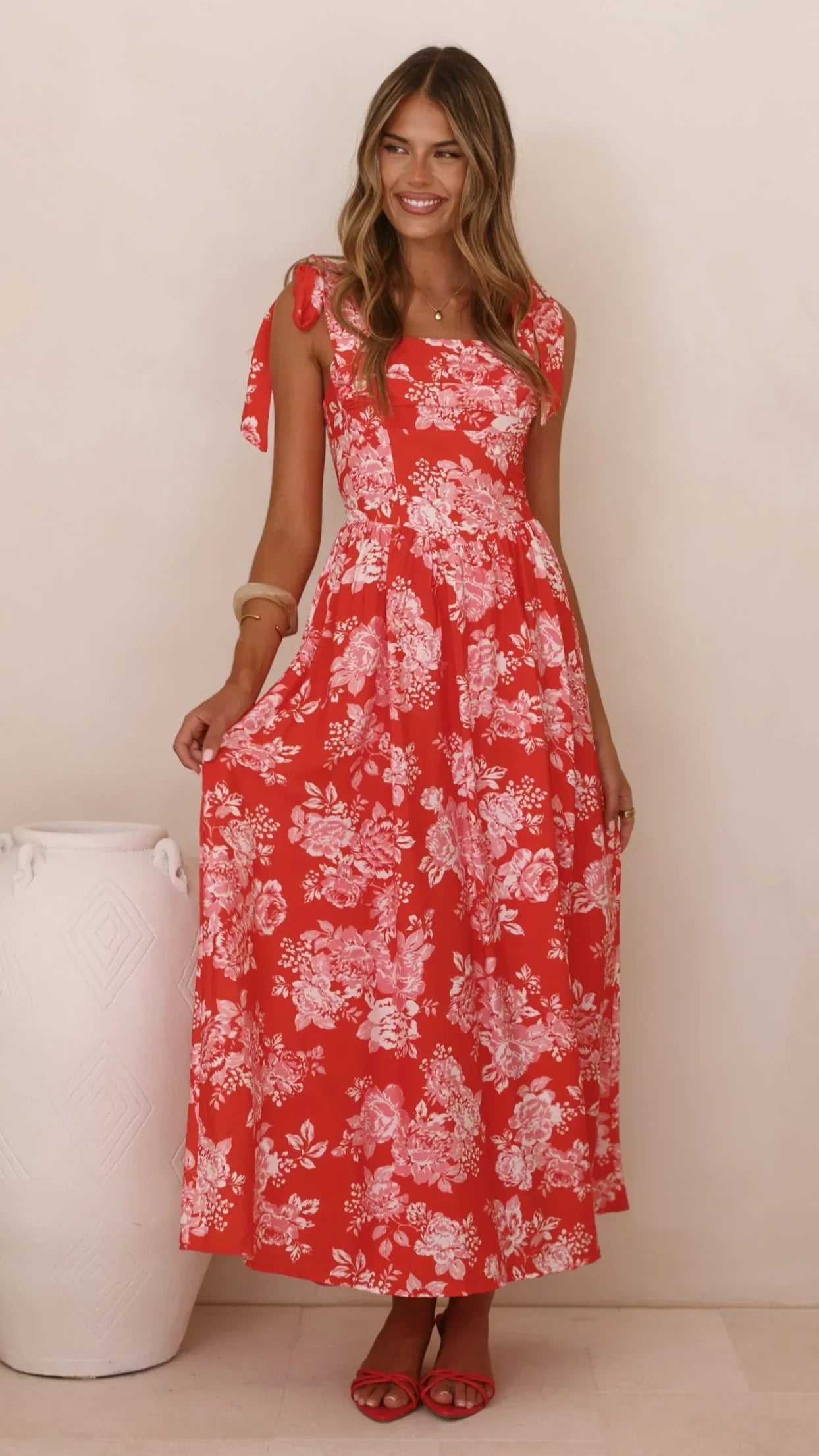 Haisley Maxi Dress - Red Floral