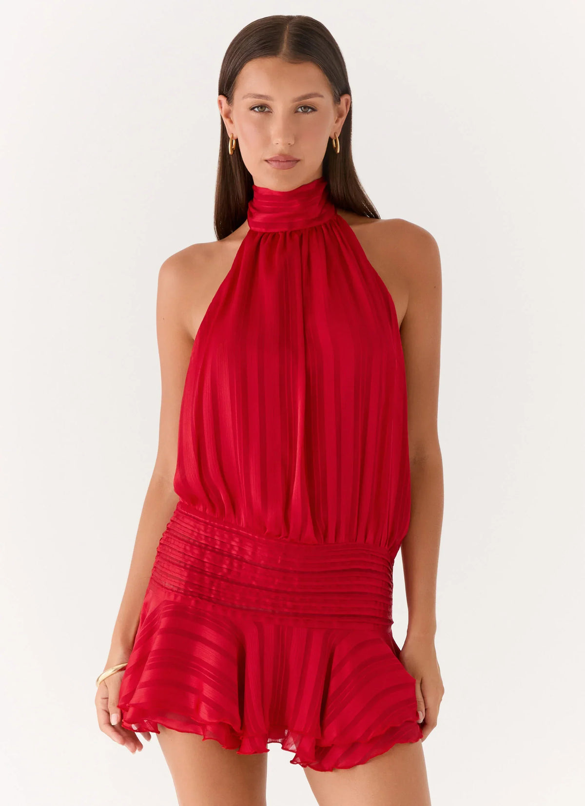 Willow Chiffon Mini Dress - Red