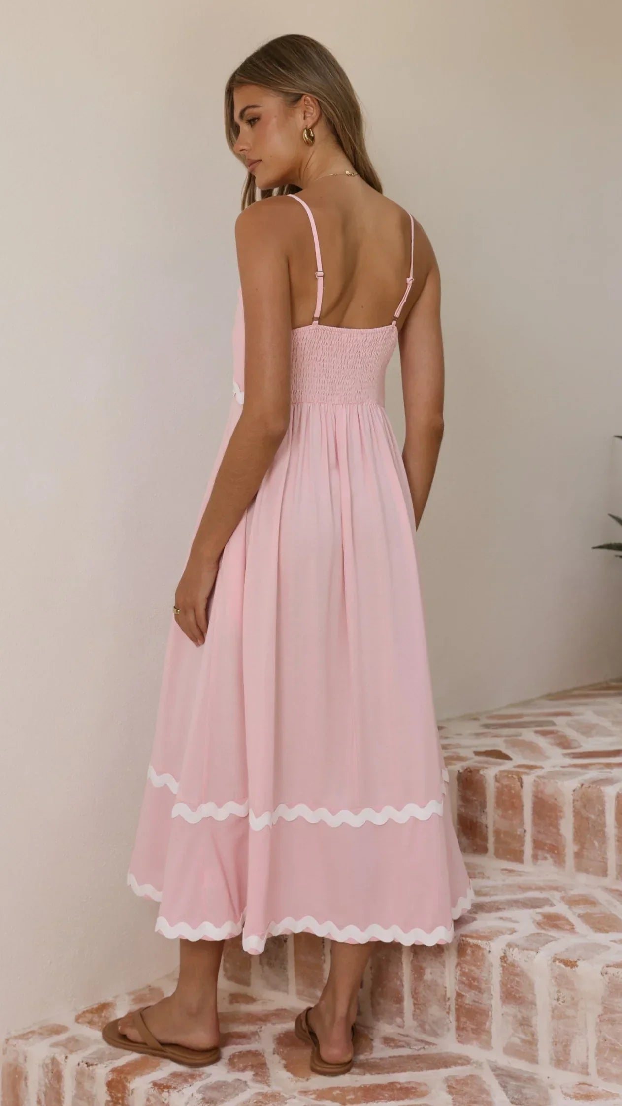 Seraphina Maxi Dress - Pink/White