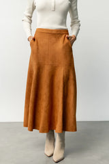 Tona Faux Suede Skirt | Camel