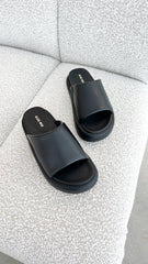 Thea Slide - Black Leather