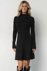Linde Ribbed Short Dress | Black