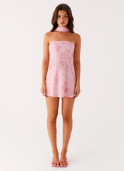 Kiesha Strapless Scarf Mini Dress - Pink