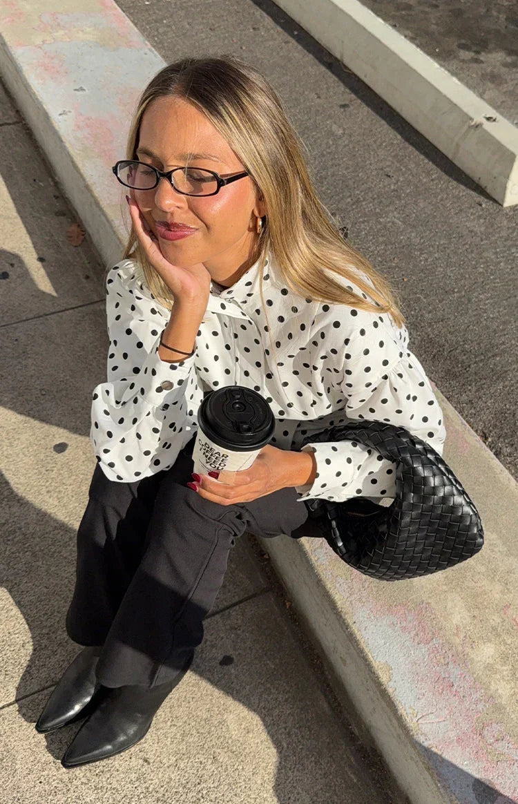 Front Page White Polka Dot Jacket