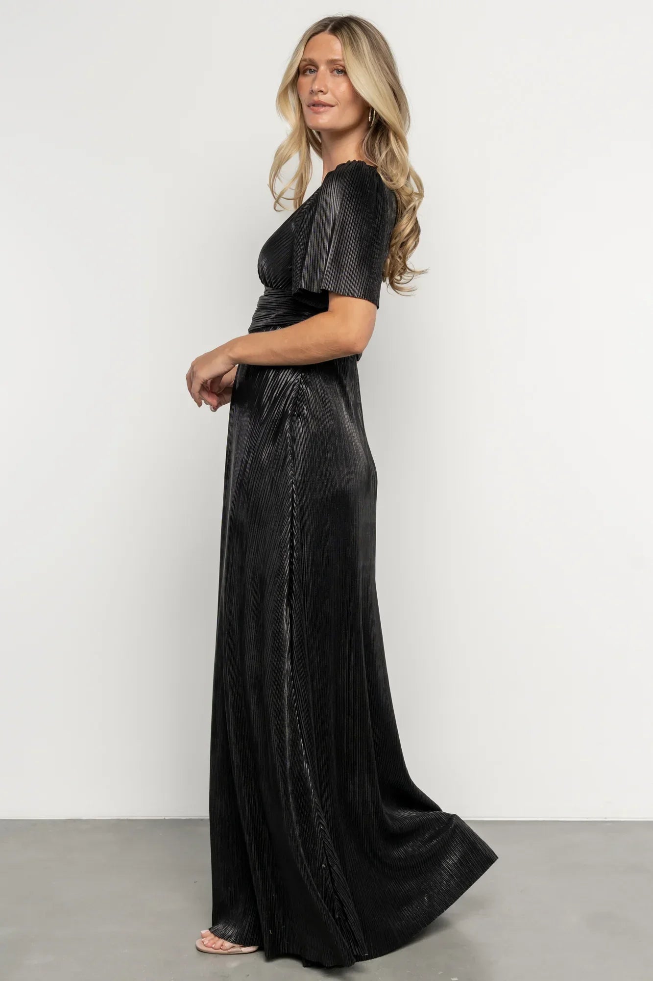 Venetian Pleated Gown | Black