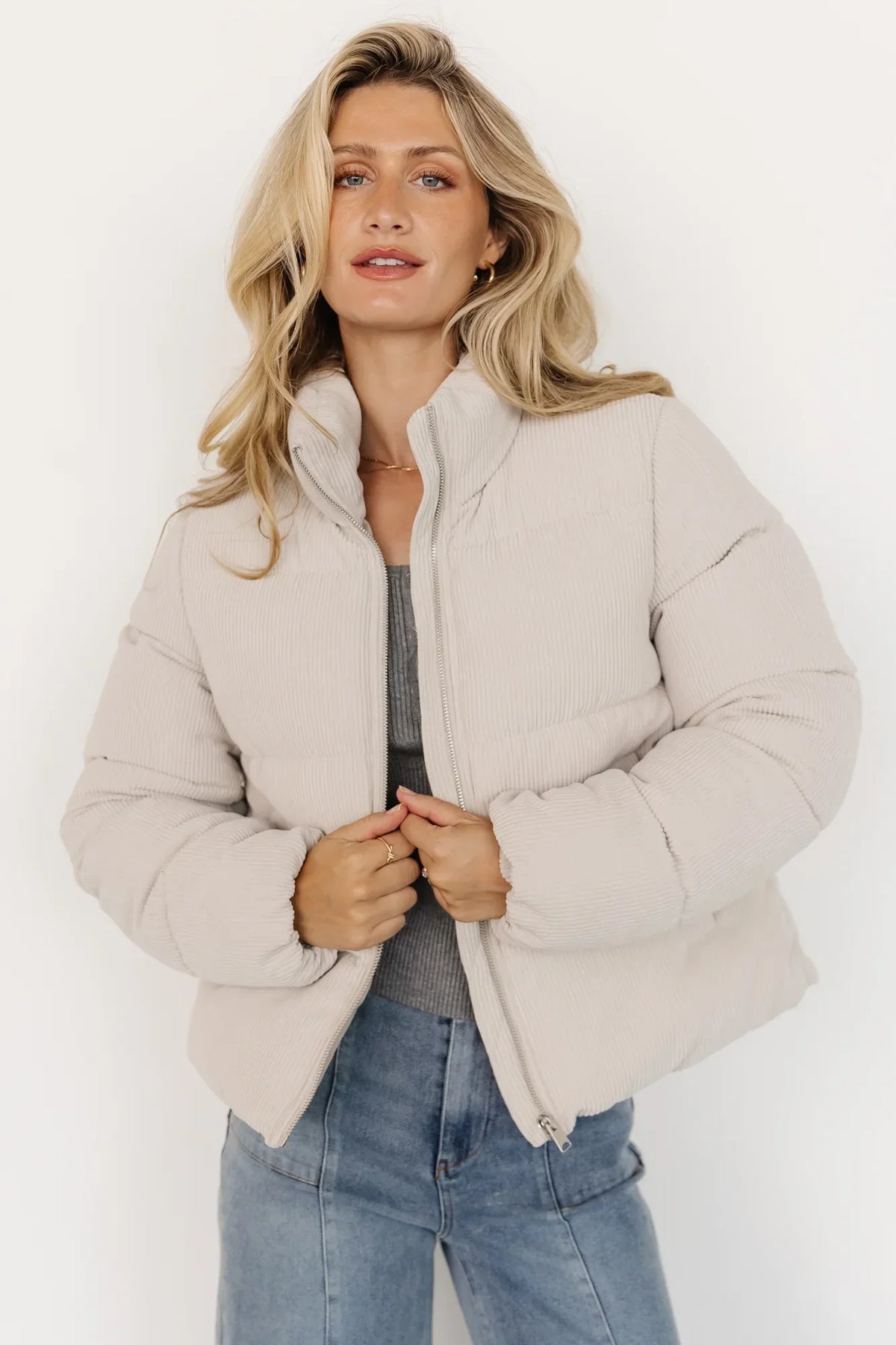 Holden Corduroy Puffer Jacket | Light Greige