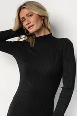 Linde Ribbed Short Dress | Black
