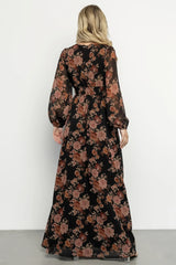 Adira Maxi Dress | Black + Mauve Floral
