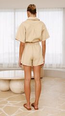 Nella Playsuit - Beige Denim
