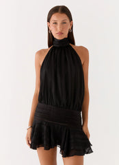 Willow Chiffon Mini Dress - Black